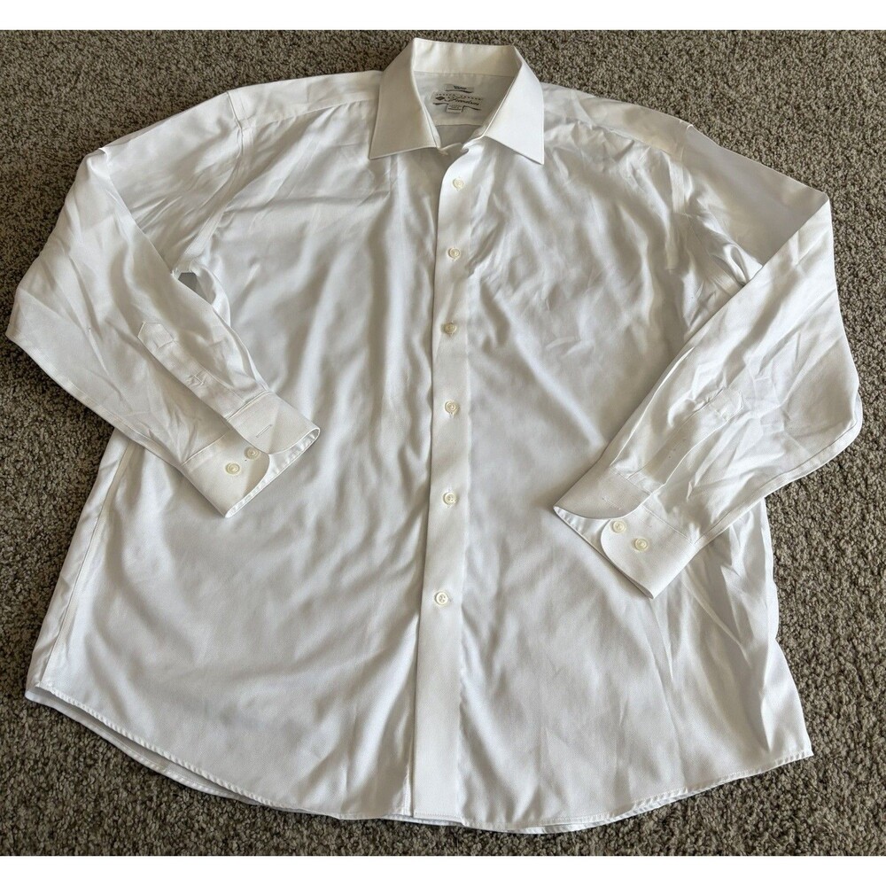Men's Joseph Abboud White Cotton Long Sleeve Button Up, Size 18
